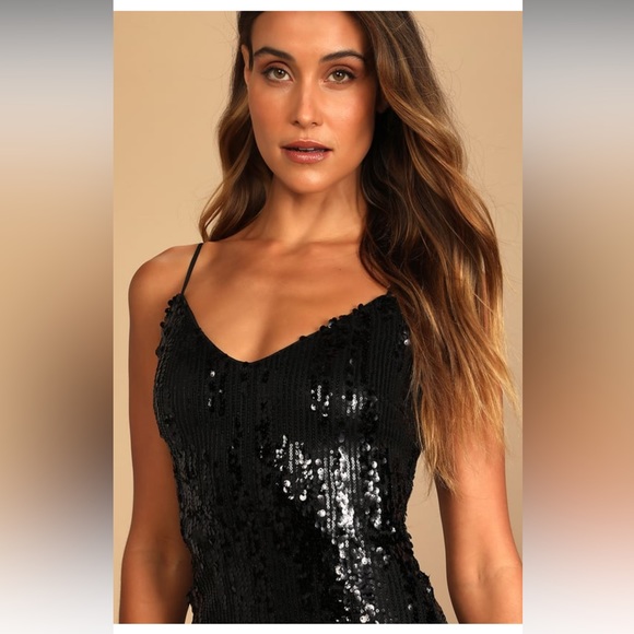 Bubbly Poppin' Black Sequin Mini Dress - Picture 3 of 9